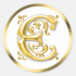 Sticker E rond initial en or