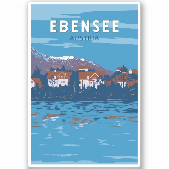 Sticker Ebensee Autriche Travel Art Vintage (Devant)