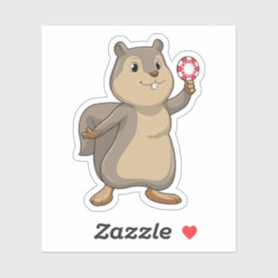 Sticker Écureuil au Poker avec des jetons de Poker