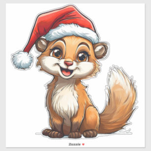 Sticker Écureuil de dessin animé adorable avec un chapeau 