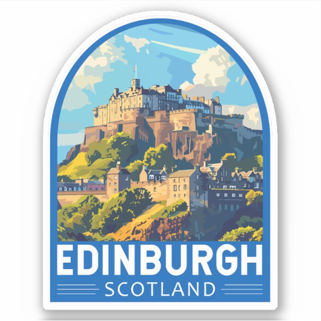 Sticker Edinburgh Scotland Travel Art Vintage (Devant)