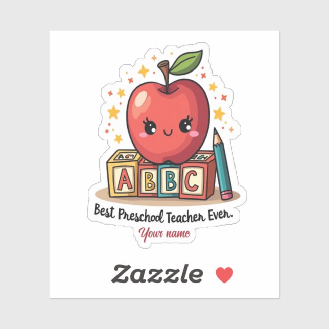 Sticker Editable Cute Teacher Apple Design (Feuille)