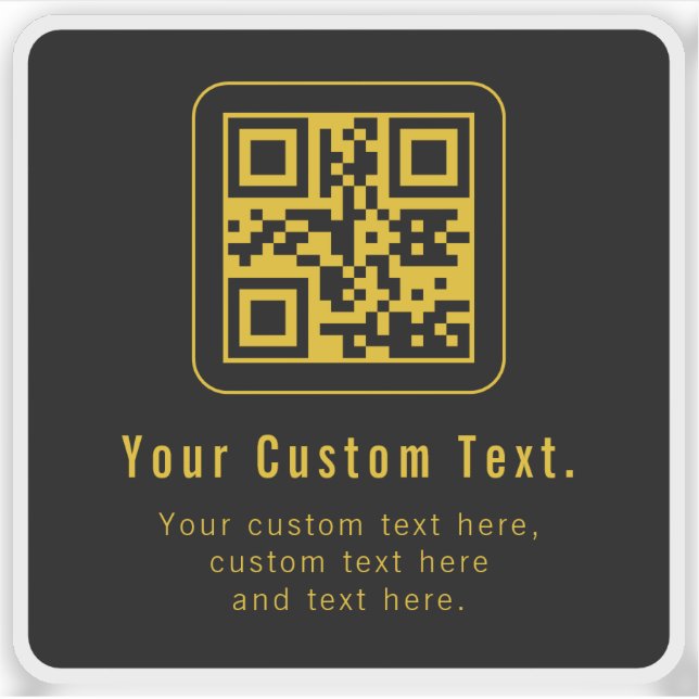 Sticker Editable QR Code & Text Template | Black & Gold (Devant)
