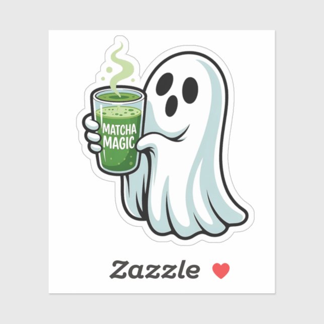 Sticker Éffrayant Halloween Fantôme Boire Matcha Boire (Feuille)