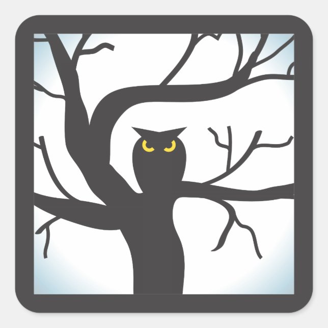 Sticker éffrayant Lune et Chouette Halloween (Devant)