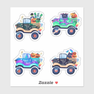 Sticker Éffrayant Monster Trucks Halloween