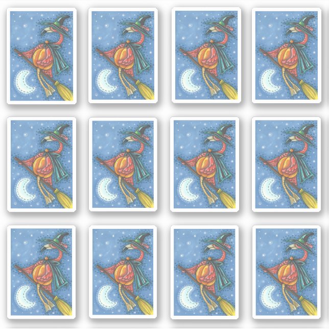 STICKER ÉFFRAYANT SILLY PINK FLAMANT ROSE WITCH SUR HALLOW (Devant)