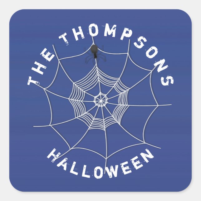 Sticker éffrayant Spider dans Spider Web Carré (Devant)