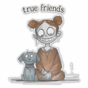 Sticker Éffrayante Girl et son ami chien