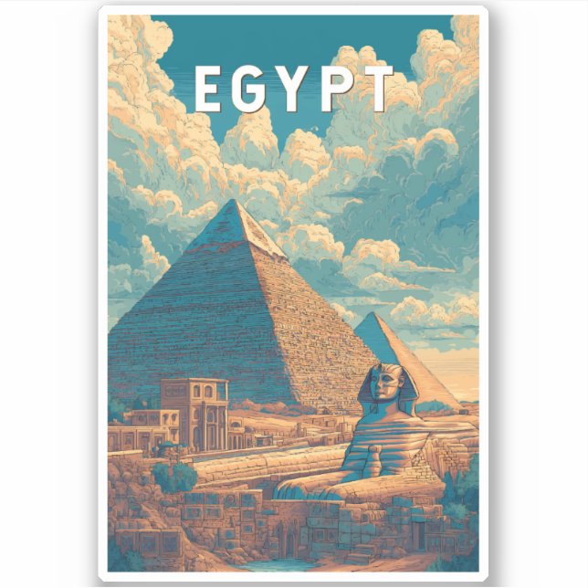 Sticker Egypt Illustration Travel Art Vintage (Devant)