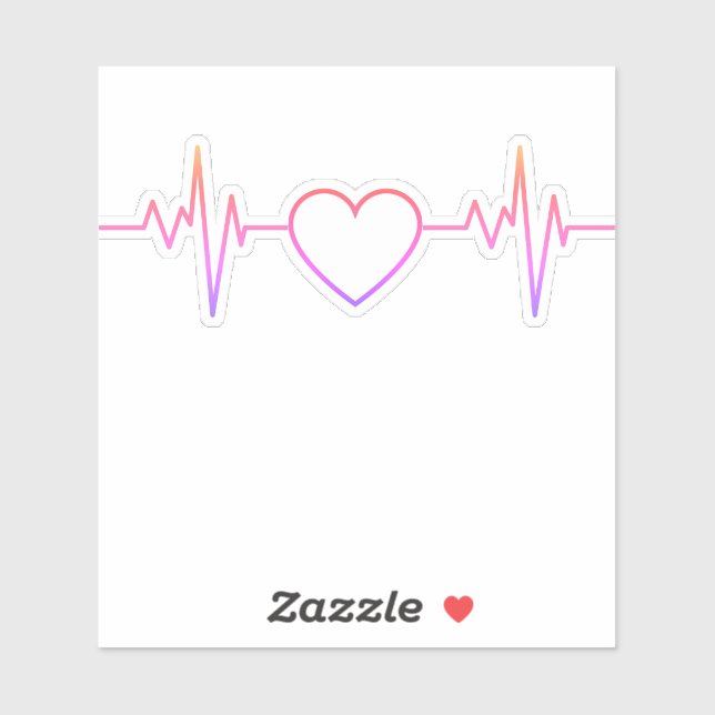 Sticker EKG Beat Coeur Rose (Feuille)