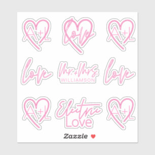 Sticker Electric Love Neon rose Retro Signalisation Monogr