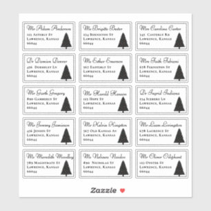 Sticker Élégant Arbre de Noël Nom individuel Adresse