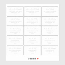 Sticker Elégant Argent & Mariage blanc Adresse individuell