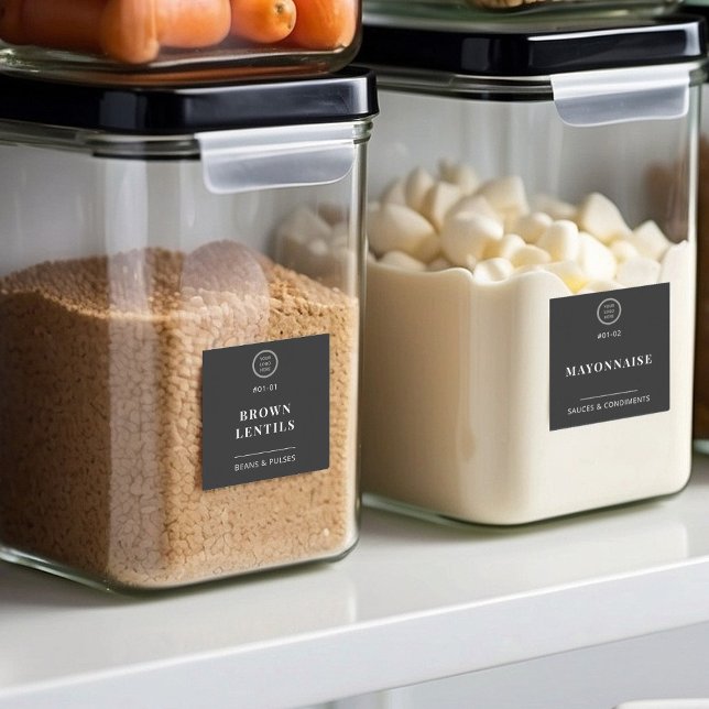 Sticker Élégant Black Custom Business Logo Pantry Étiquett (Créateur téléchargé)