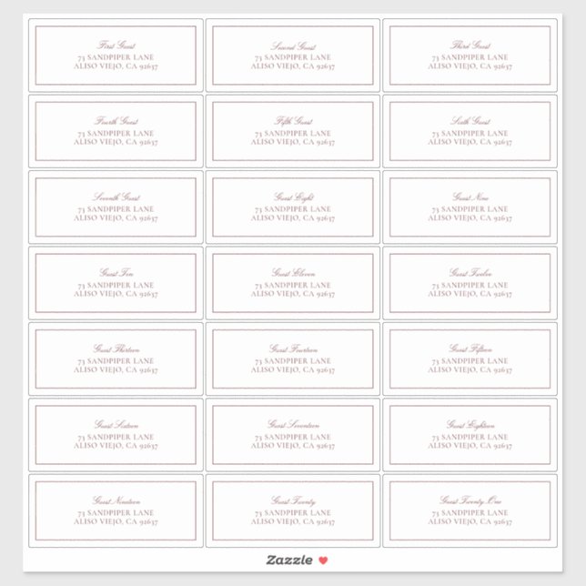 Sticker Elegant Burgundy Classic Script Adresse Invité (Feuille)