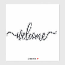 Élégant collant de texte de bienvenue cursif