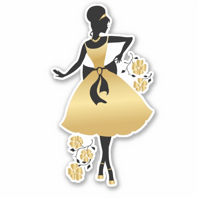 Sticker élégant élégant élégant belle silhouettes de mode (Devant)
