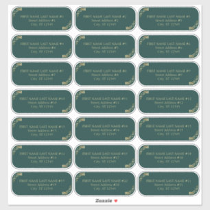 Sticker Élégant Emerald Green Gold Mariage Adresse d'hôte