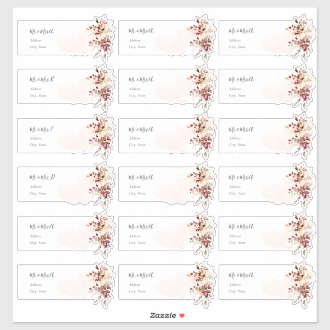 Sticker Elegant Fall Foliage Eucalyptus Adresse d'invité (Feuille)