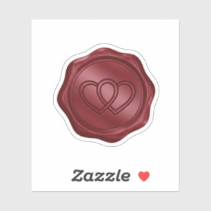 Sticker Élégant Faux Sceau de Cire Rouge Bourgogne Cœur En
