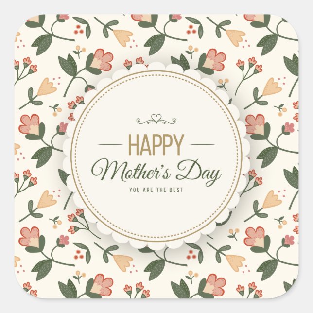 Sticker élégant Floral Happy Mère's Day (Devant)
