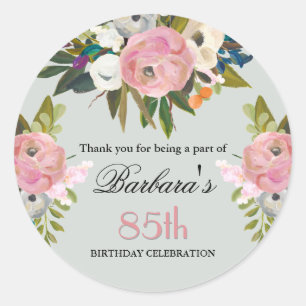 Sticker Elegant handgemalte Blumen zum 85. Geburts