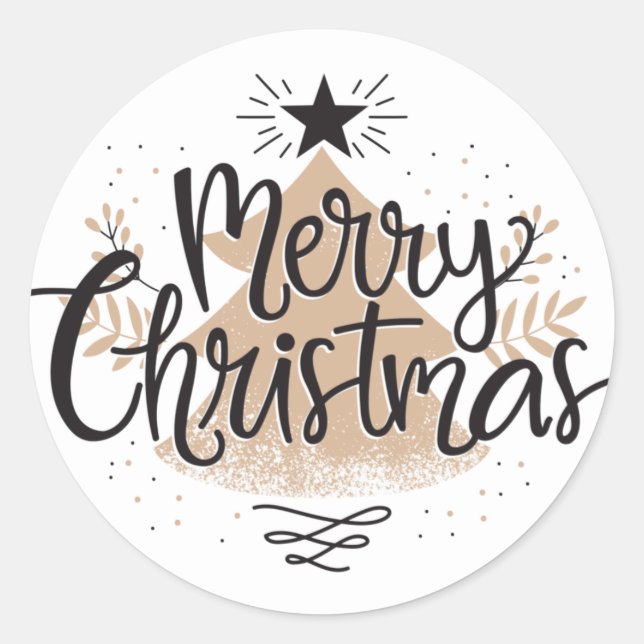 Sticker élégant Joyeux Arbre de Noël (Devant)