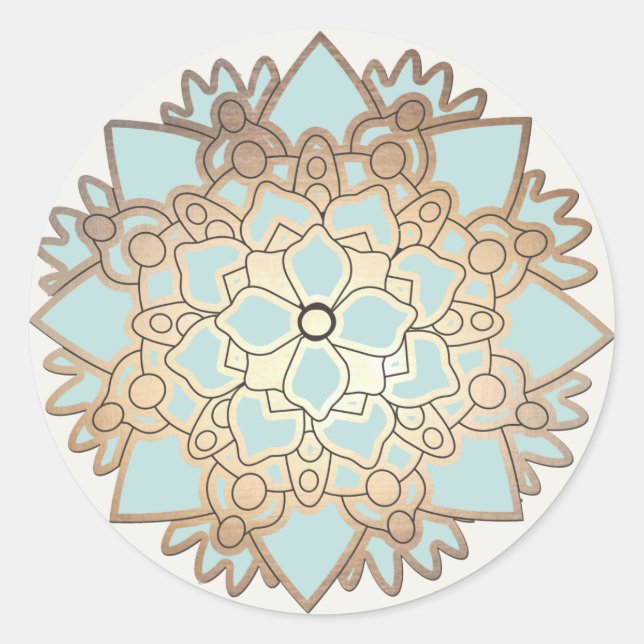 Sticker élégant Lotus Bleu et Or (Devant)