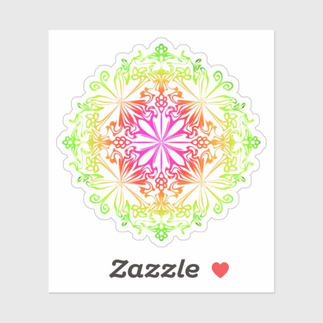 Sticker Elégant mandala botanique coloré (Feuille)