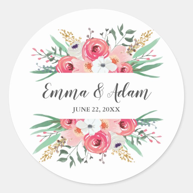 Sticker Élégant Mariage d'enveloppe Eucalyptus (Devant)