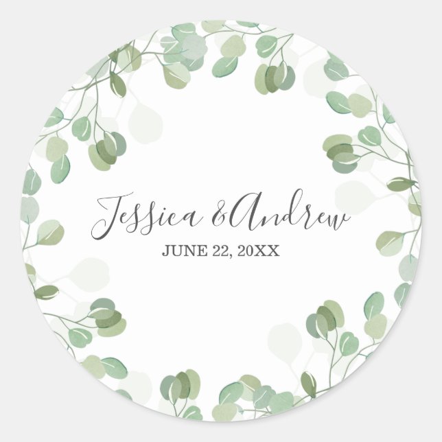 Sticker Élégant Mariage d'enveloppe Eucalyptus (Devant)