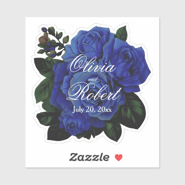 Sticker Élégant mariage rose bleu profond (Feuille)