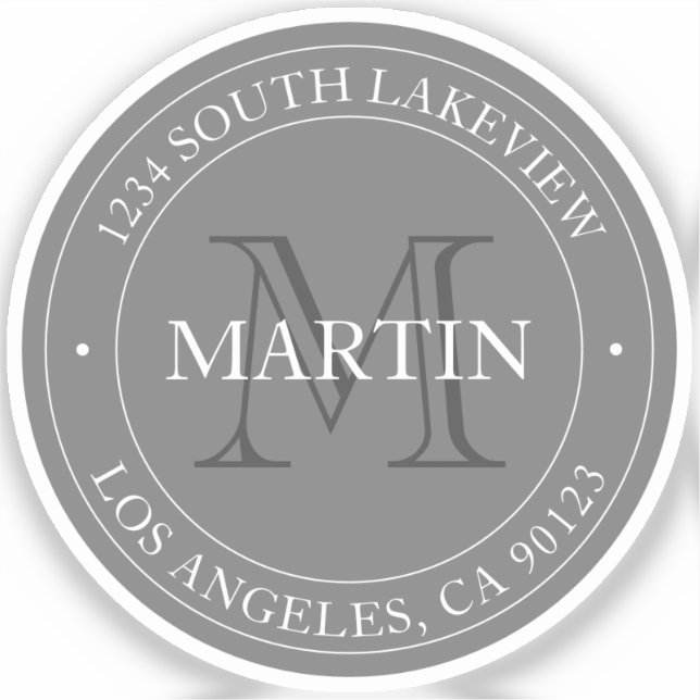 Sticker Elégant moderne gris & blanc | transparent (Recto)