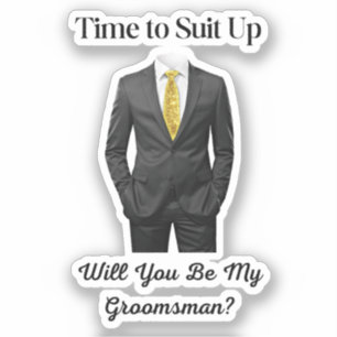 Sticker élégant moderne tuxedo groomsman proposition