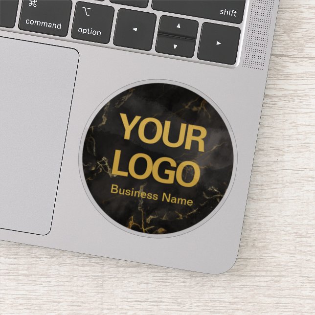 Sticker Élégant Noir Marbre d'Or Entreprise Portable Logo (Détail)