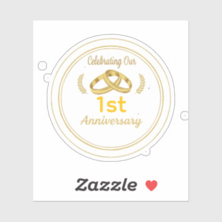 Sticker Élégant Or & Noir 1er Anniversaire de Mariage