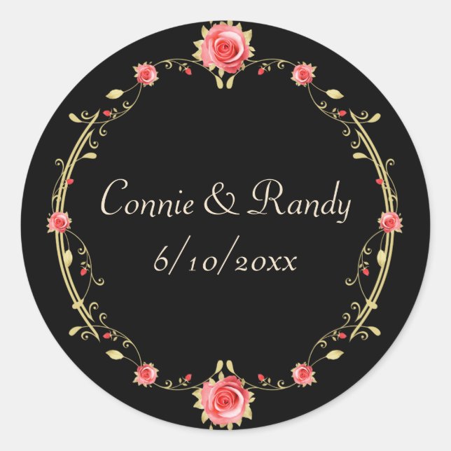 Sticker élégant rose et Mariage noir (Devant)