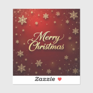 Sticker Elégant Rouge et Or Joyeux Design de Noël