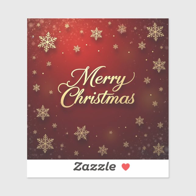 Sticker Elégant Rouge et Or Joyeux Design de Noël (Feuille)
