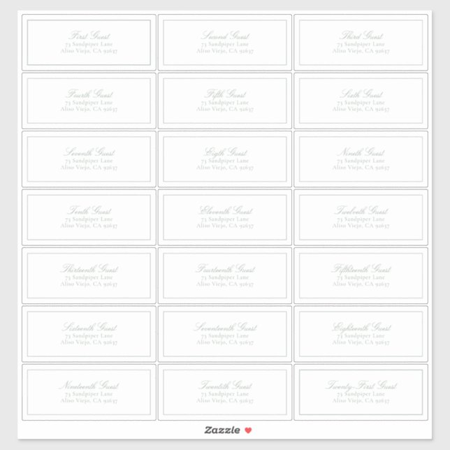 Sticker Elegant Sage Green Classic Script Adresse du clien (Feuille)