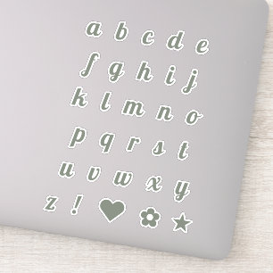 Sticker Élégant Sage Script Lettres initiales Alphabet
