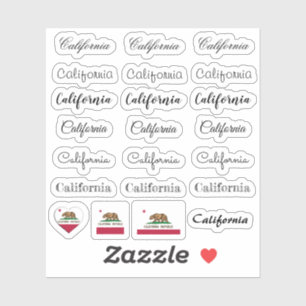 Sticker Élégant script California & Flag USA /name Set