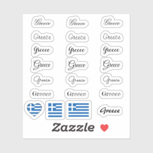 Sticker Élégant script Grèce & grec Drapeau /nom Jeu