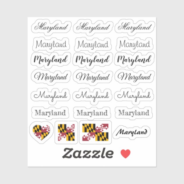 Sticker Élégant script Maryland & Maryland Indicateur /nom (Feuille)