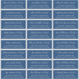 Sticker Elegant Script Navy White Mariage Adresse du clien