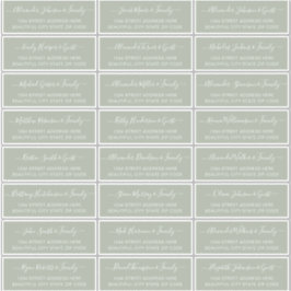 Sticker Élégant Script Sage Green Mariage Adresse du clien