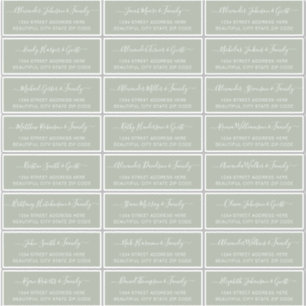 Sticker Élégant Script Sage Green Mariage Adresse du clien