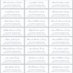 Sticker Élégant Script White Navy Mariage Adresse du clien