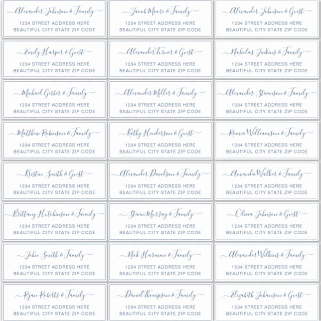 Sticker Élégant Script White Navy Mariage Adresse du clien (Devant)